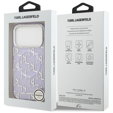 Karl Lagerfeld nakładka IML KL Monogram MagSafe do iPhone 17 Pro Max fioletowa