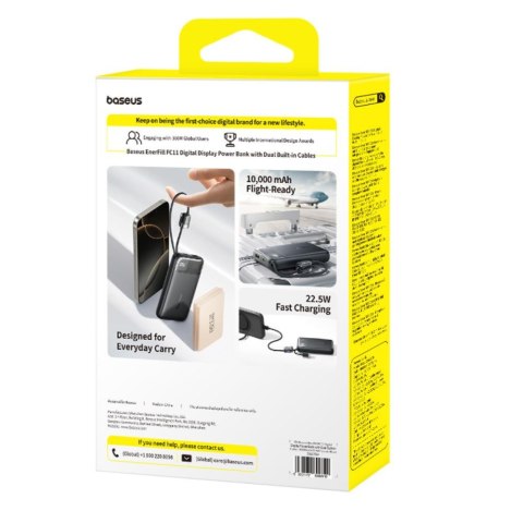 Baseus EnerFill FC11 Power Bank z Wyświetlaczem Cyfrowym i Podwójnym Kablem 22.5W 10000mAh Czarny