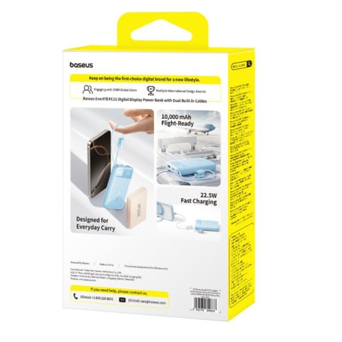 Baseus EnerFill FC11 Power Bank z Wyświetlaczem Cyfrowym i Podwójnym Kablem 22.5W 10000mAh Niebieski