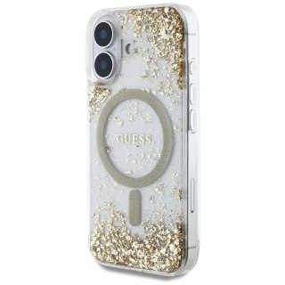 Guess nakładka HC Resin Bottom Glitter do iPhone 16 MagSafe złota