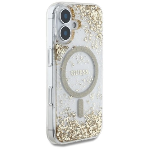 Guess nakładka HC Resin Bottom Glitter do iPhone 16 MagSafe złota