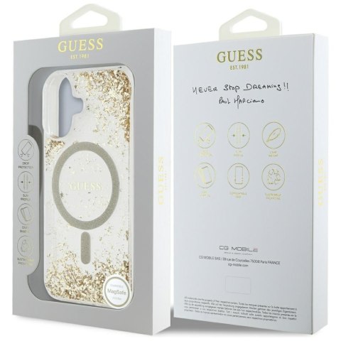 Guess nakładka HC Resin Bottom Glitter do iPhone 16 MagSafe złota