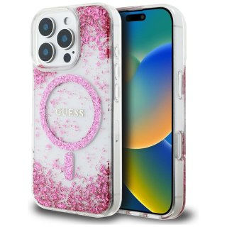 Guess nakładka HC Resin Bottom Glitter do iPhone 16 Pro Max MagSafe różowa
