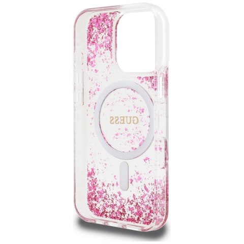 Guess nakładka HC Resin Bottom Glitter do iPhone 16 Pro Max MagSafe różowa