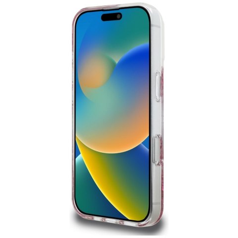 Guess nakładka HC Resin Bottom Glitter do iPhone 16 Pro MagSafe różowa