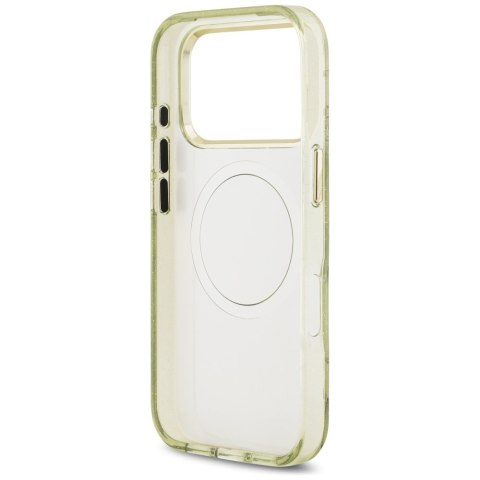 Guess nakładka IML Glitter Flowers Triangle MagSafe do iPhone 17 Pro Max zielona