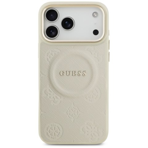 Guess nakładka Peony Hot Stamp MagSafe do iPhone 17 Pro Max beżowa