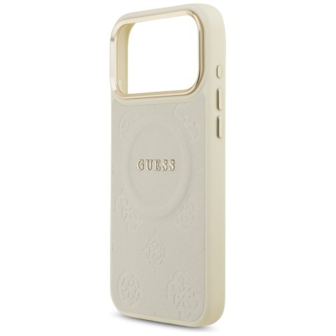 Guess nakładka Peony Hot Stamp MagSafe do iPhone 17 Pro Max beżowa