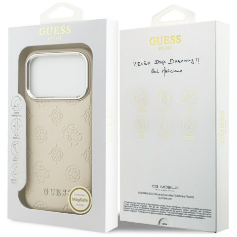 Guess nakładka Peony Hot Stamp Script MagSafe do iPhone 17 Pro beżowa