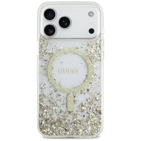 Guess nakładka Resin Bottom Glitter MagSafe do iPhone 17 Pro Max złota