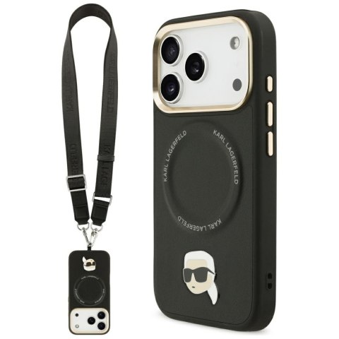 Karl Lagerfeld nakładka Big Strap Karl Metal Logo MagSafe do iPhone 17 Pro czarna