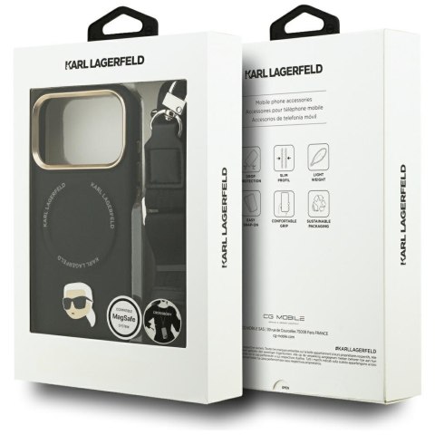 Karl Lagerfeld nakładka Big Strap Karl Metal Logo MagSafe do iPhone 17 Pro czarna