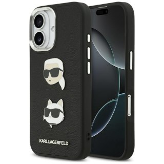 Karl Lagerfeld nakładka FW Grained Karl & Choupette Heads Pins & Logo do iPhone 17 czarna