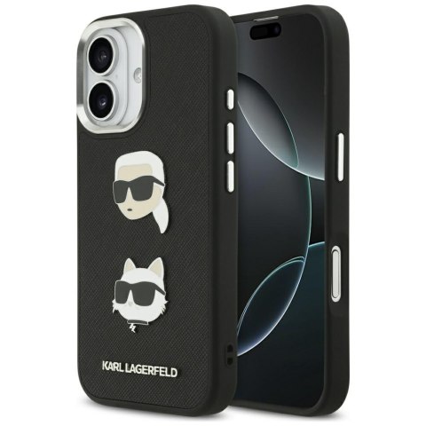 Karl Lagerfeld nakładka FW Grained Karl & Choupette Heads Pins & Logo do iPhone 17 czarna