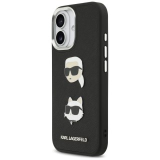 Karl Lagerfeld nakładka FW Grained Karl & Choupette Heads Pins & Logo do iPhone 17 czarna