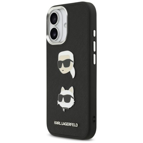 Karl Lagerfeld nakładka FW Grained Karl & Choupette Heads Pins & Logo do iPhone 17 czarna