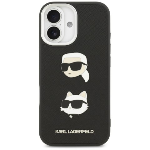 Karl Lagerfeld nakładka FW Grained Karl & Choupette Heads Pins & Logo do iPhone 17 czarna