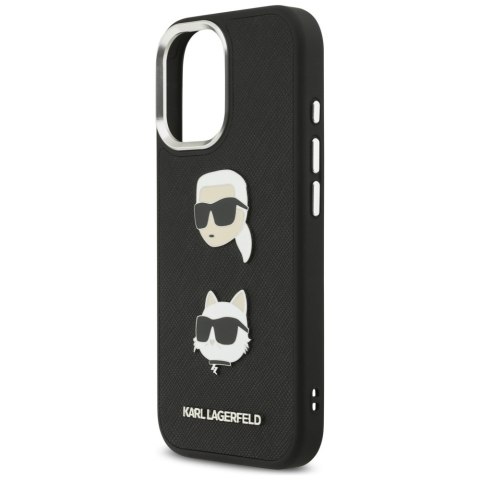 Karl Lagerfeld nakładka FW Grained Karl & Choupette Heads Pins & Logo do iPhone 17 czarna