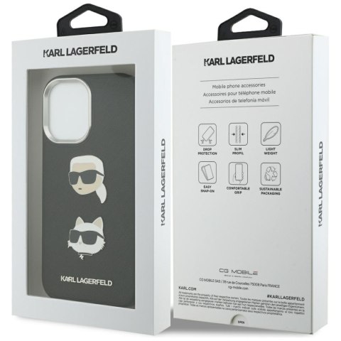 Karl Lagerfeld nakładka FW Grained Karl & Choupette Heads Pins & Logo do iPhone 17 czarna