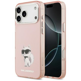 Karl Lagerfeld nakładka IML Aquarelle Choupette & Logo MagSafe do iPhone 17 Pro różowa