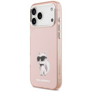 Karl Lagerfeld nakładka IML Aquarelle Choupette & Logo MagSafe do iPhone 17 Pro różowa