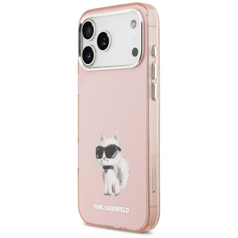 Karl Lagerfeld nakładka IML Aquarelle Choupette & Logo MagSafe do iPhone 17 Pro różowa