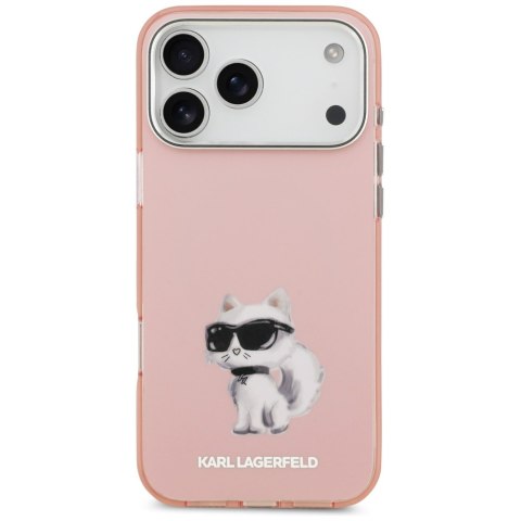 Karl Lagerfeld nakładka IML Aquarelle Choupette & Logo MagSafe do iPhone 17 Pro różowa