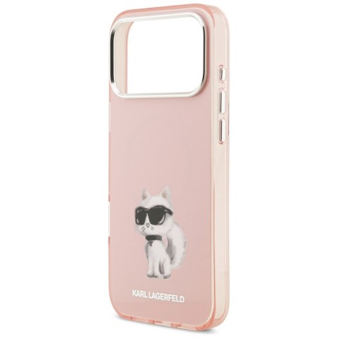 Karl Lagerfeld nakładka IML Aquarelle Choupette & Logo MagSafe do iPhone 17 Pro różowa
