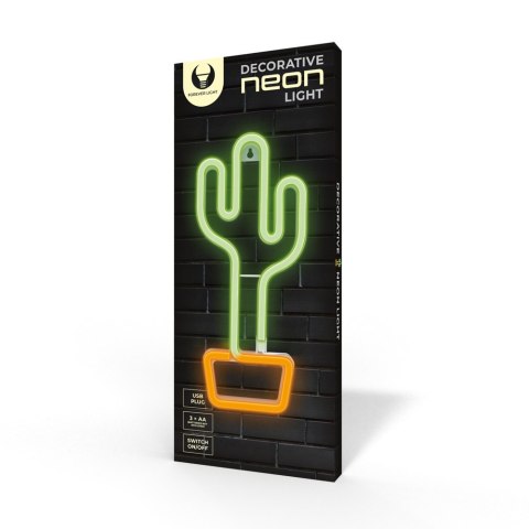 Neon LED KAKTUS pomarańcz/zielony Bat + USB FLNE02 Forever Light