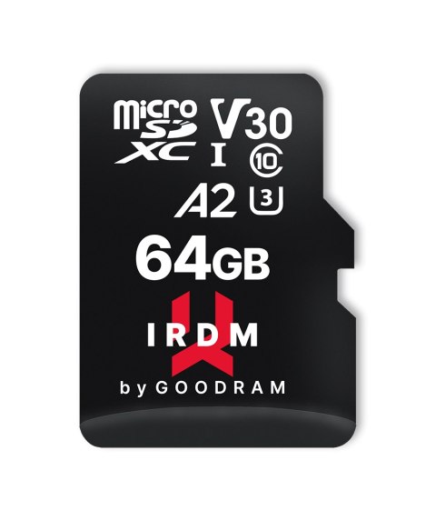GoodRam karta pamięci IRDM 64GB microSD UHS-I U3 V30 z adapterem