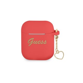 Guess etui do Airpods 1 / 2 GUA2LSCHSR czerwona Silicone Heart Charm