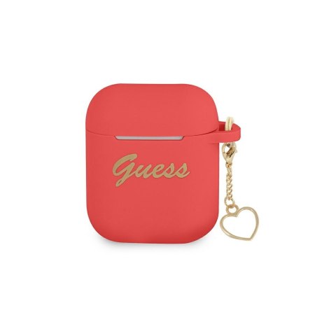 Guess etui do Airpods 1 / 2 GUA2LSCHSR czerwona Silicone Heart Charm