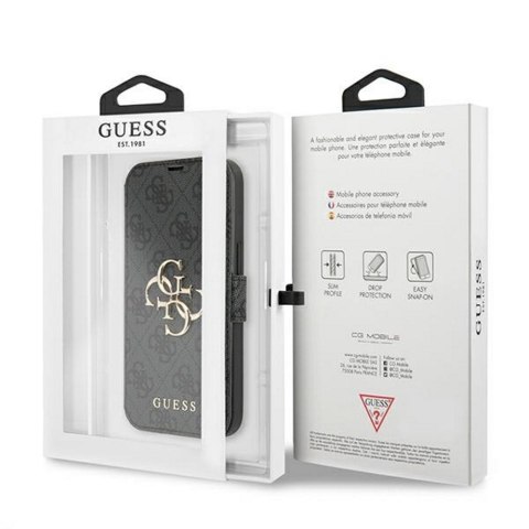 Guess etui do iPhone 13 Pro / 13 6,1" GUBKP13L4GMGGR szary book case 4G Big Metal Logo