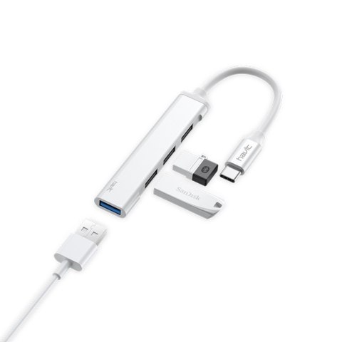 HAVIT HUB USB HB41 USB-C 1x USB 3.0 3xUSB 2.0 srebrny