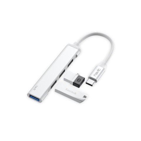 HAVIT HUB USB HB41 USB-C 1x USB 3.0 3xUSB 2.0 srebrny