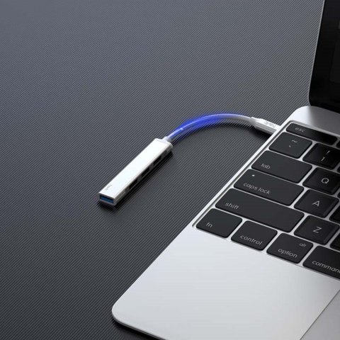 HAVIT HUB USB HB41 USB-C 1x USB 3.0 3xUSB 2.0 srebrny