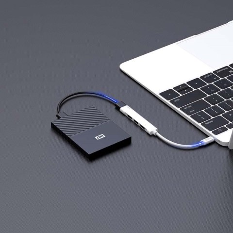 HAVIT HUB USB HB41 USB-C 1x USB 3.0 3xUSB 2.0 srebrny