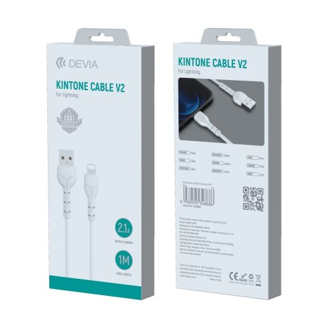 Devia kabel Kintone EC143 USB - Lightning 1,0 m 2,1A biały