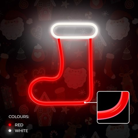 Neon LED CHRISTMAS SKARPETA biała czerwona FLNE23 Forever Light