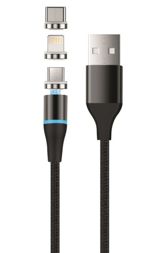 Setty kabel magnetyczny TD 3w1 2,5A 1,0 m KBM-01 czarny JO