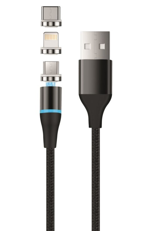 Setty kabel magnetyczny TD 3w1 2,5A 1,0 m KBM-01 czarny JO