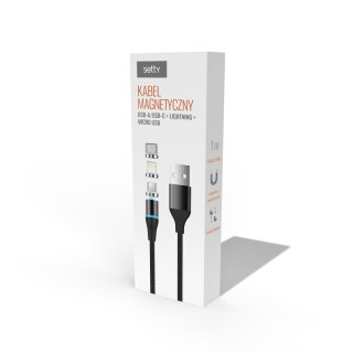 Setty kabel magnetyczny TD 3w1 2,5A 1,0 m KBM-01 czarny JO
