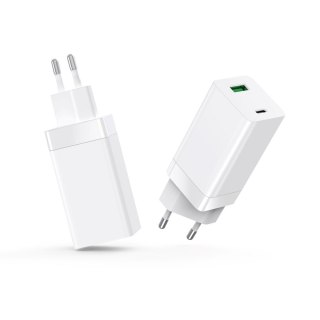 Setty ładowarka sieciowa GAN PD+QC USB + USB-C 65W LSI-02 biała JO