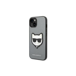 Karl Lagerfeld nakładka do iPhone 14 Pro 6,1" KLHCP14LSAPCHG srebrna PU Saffiano case with Choupette Head Patch