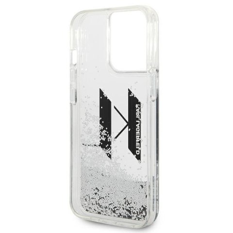 Karl Lagerfeld nakładka do iPhone 14 Pro Max 6,7" KLHCP14XLBKLCS srebrna Liquid Glitter case Big KL Logo