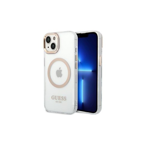 Guess nakładka do iPhone 14 Pro Max 6,7" GUHMP14XHTRMD złota HC Magsafe Metal Outline