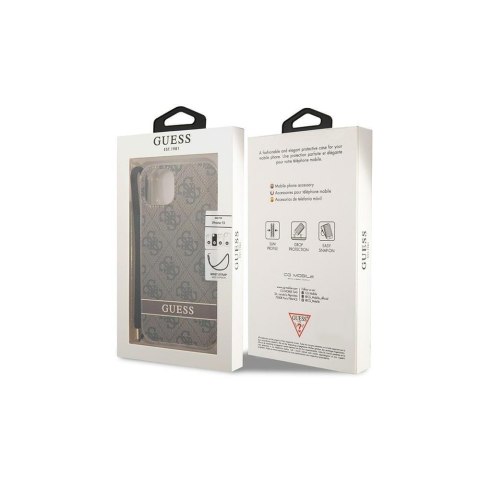 Guess nakładka do iPhone 14 Pro Max 6,7" GUOHCP14XH4STW brązowa HC PC/TPU Print 4G Cord
