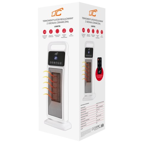 Termowentylator regulowany z grzałką ceramiczną biały 1400/2000W z pilotem
