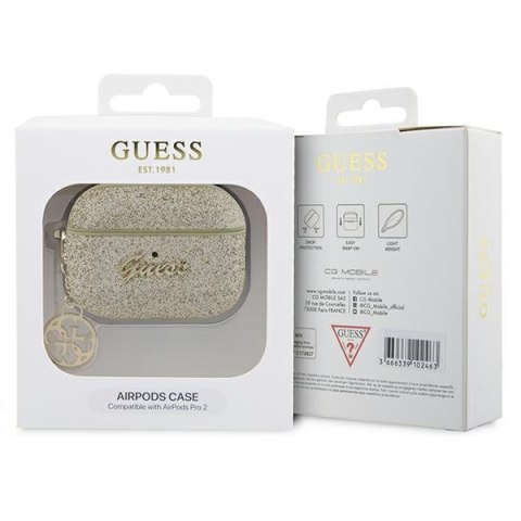 Guess etui do AirPods Pro 2 GUAP2GLGSHD złote PU Glitter Flake 4G