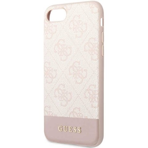 Guess nakładka do iPhone 7 / 8 / SE GUHCI8G4GLPI różowa HC PC/TPU 4G PU Bottom Stripe